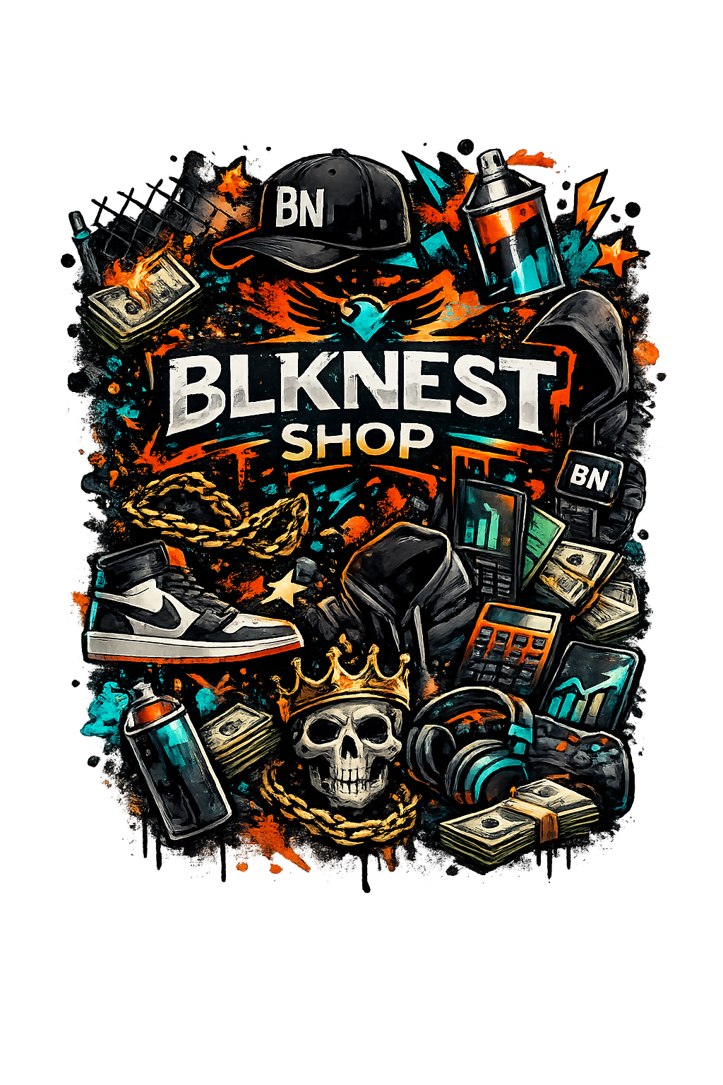BlkNest Shop hero street style illustration representing apparel learning experiences and product drops